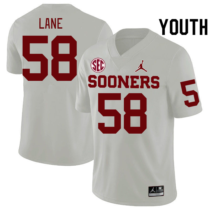 Youth #58 Ethan Lane Oklahoma Sooners 2024 SEC Conference College Football Jerseys-White